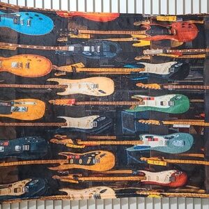 Guitar Print Throw Lap Blanket, Music theme NWT, soft flannel polyester